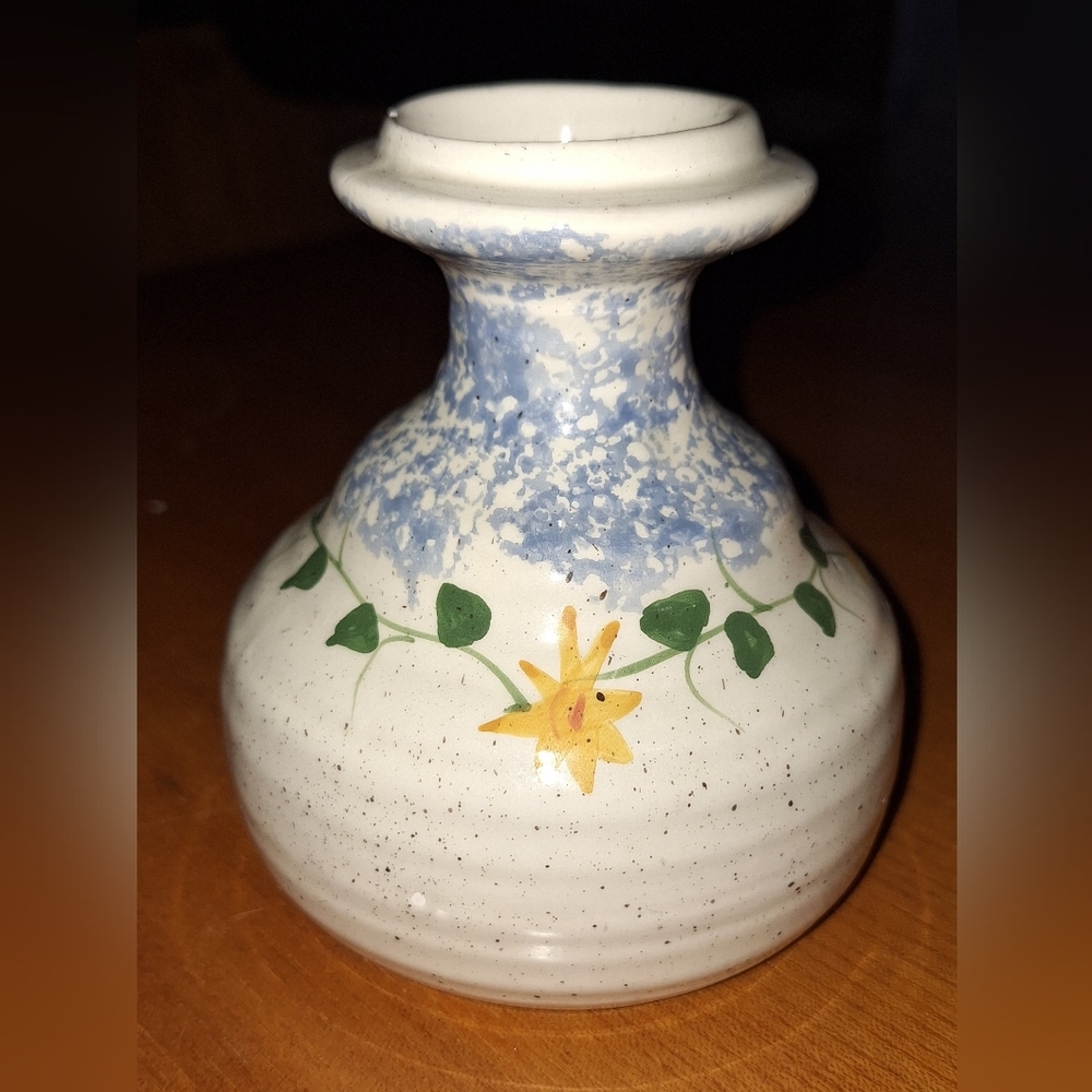 Handcrafted Ceramic Candle Holder with Floral Design